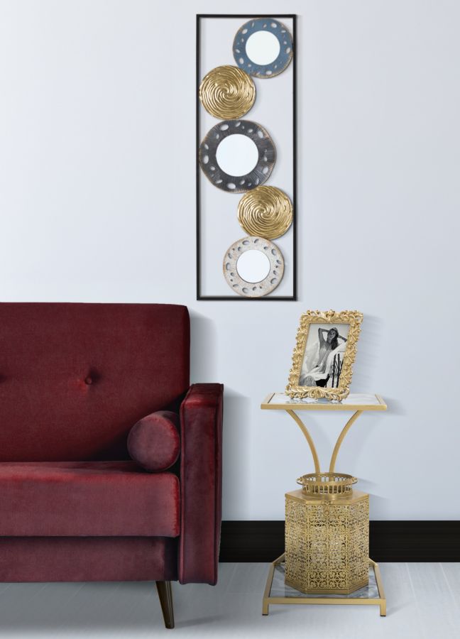 Masuta Mauro Ferretti Glam Level  40X35X60 cm, Auriu/Multicolor