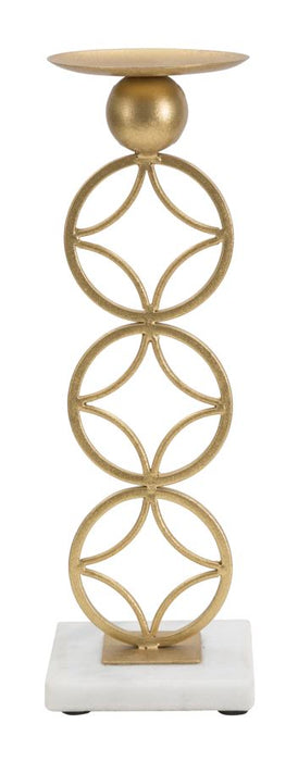 Suport Lumanare Mauro Ferretti Star  10X10X32 cm, Auriu/Alb