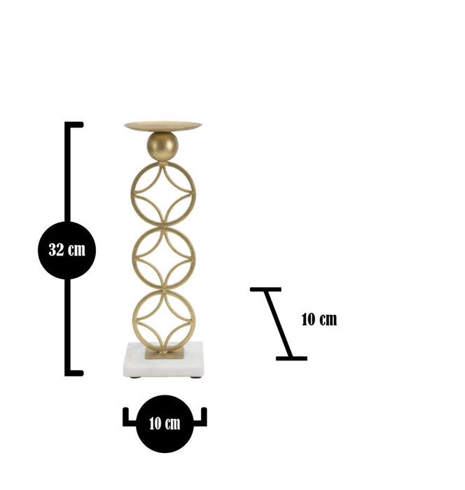 Suport Lumanare Mauro Ferretti Star  10X10X32 cm, Auriu/Alb