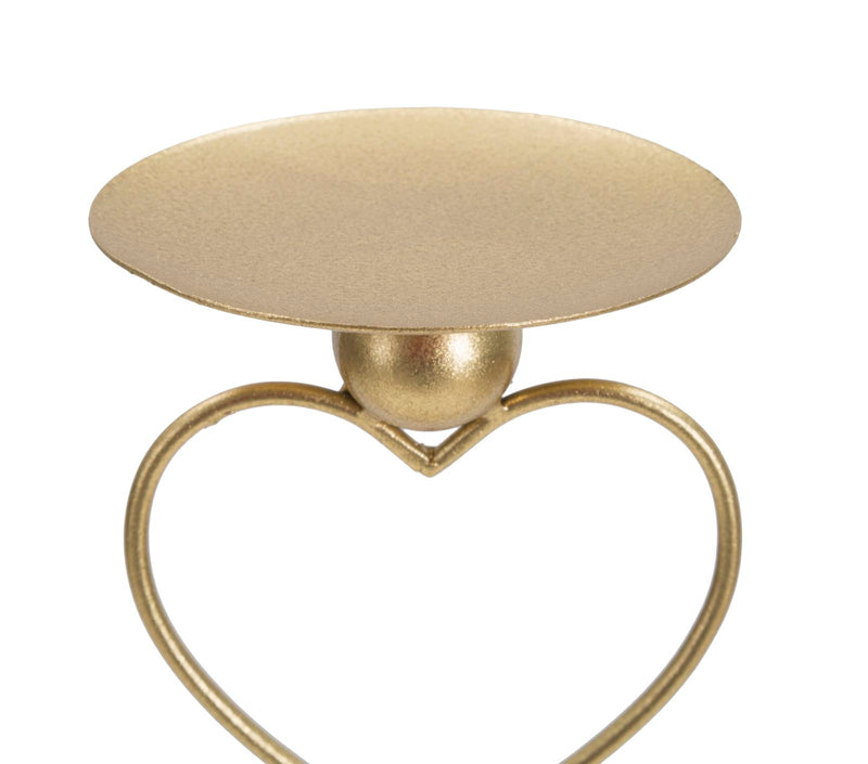 Suport Lumanare Mauro Ferretti Hearts  14,5X10X32,5 cm, Auriu/Alb