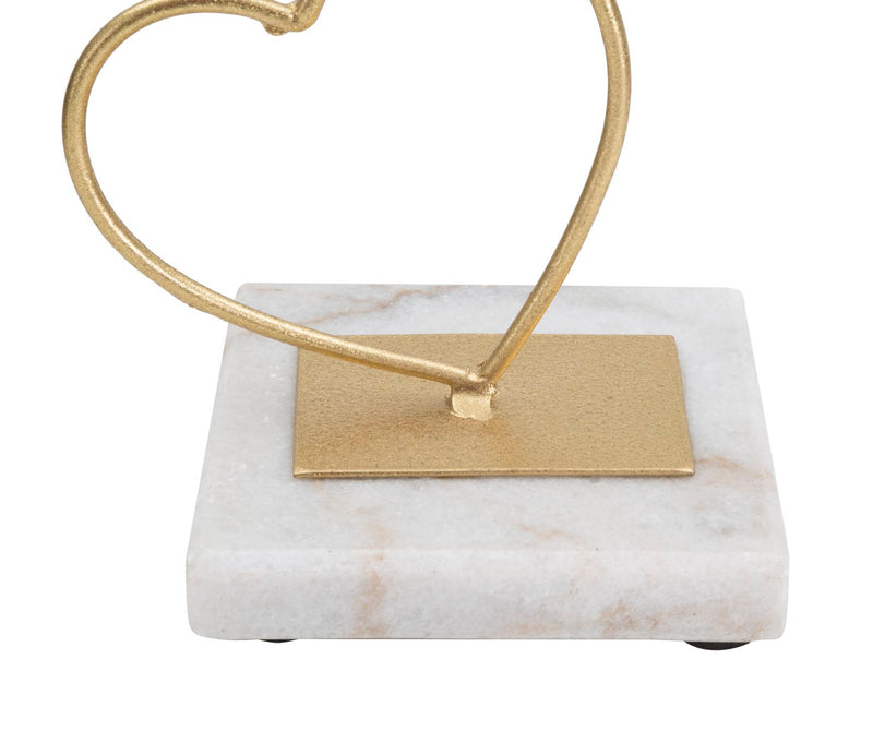 Suport Lumanare Mauro Ferretti Hearts  14,5X10X32,5 cm, Auriu/Alb