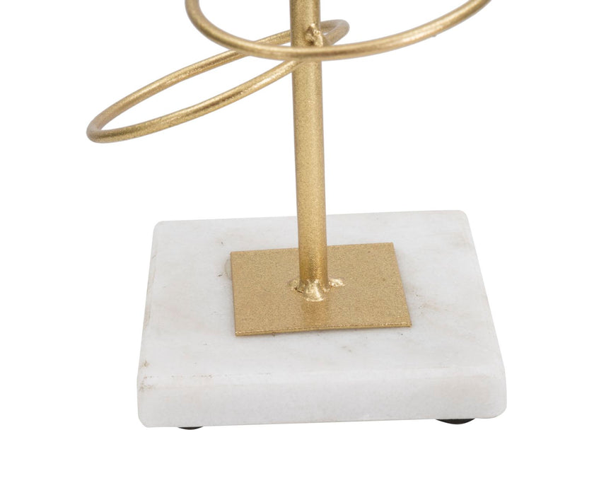 Suport Lumanare Mauro Ferretti Rings  14X13X50,5 cm, Auriu/Alb