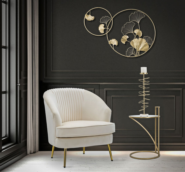 Suport Lumanare Mauro Ferretti Rings  14X13X50,5 cm, Auriu/Alb