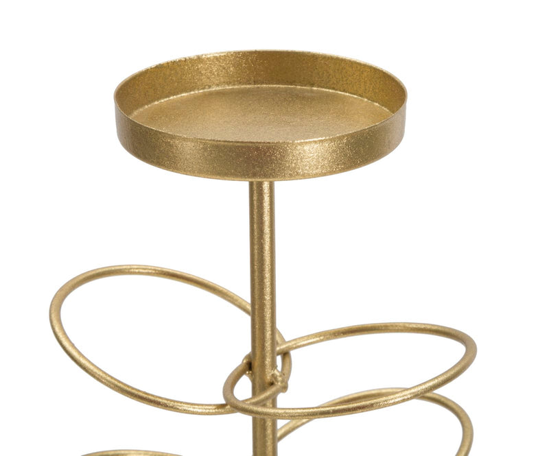 Suport Lumanare Mauro Ferretti Rings  14X13X46 cm, Auriu/Alb