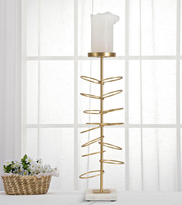 Suport Lumanare Mauro Ferretti Rings  14X13X46 cm, Auriu/Alb