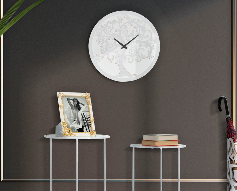 Ceas decorativ de Perete Mauro Ferretti  White Tree  Ø 55X4,5 cm, Alb