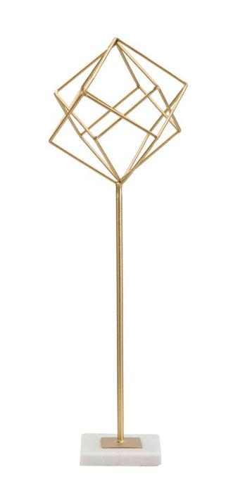 Decoratiune Mauro Ferretti Cube  16X18X52,5 cm, Auriu/Alb