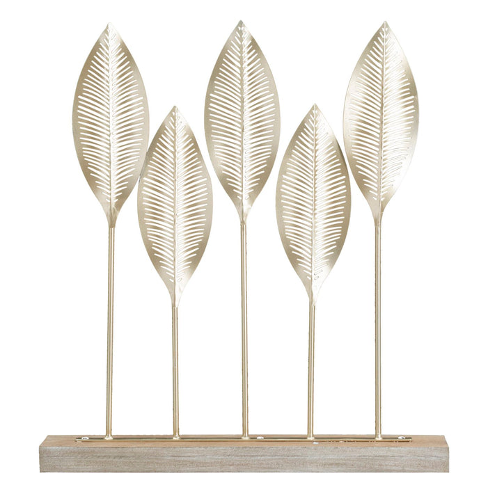 Decoratiune Mauro Ferretti Shot Leaf  47X10X52,5 cm, Auriu