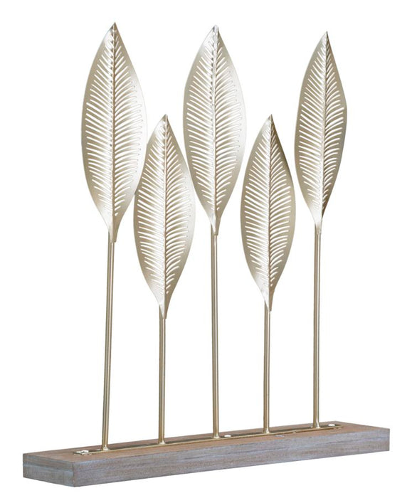 Decoratiune Mauro Ferretti Shot Leaf  47X10X52,5 cm, Auriu