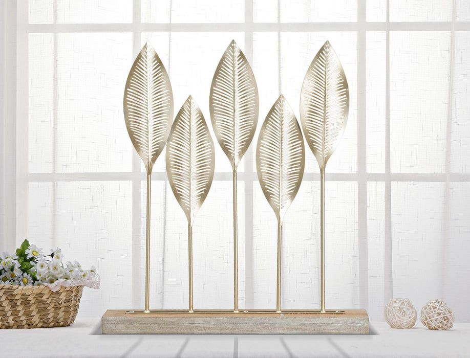 Decoratiune Mauro Ferretti Shot Leaf  47X10X52,5 cm, Auriu