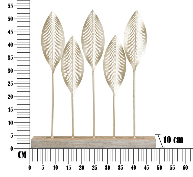 Decoratiune Mauro Ferretti Shot Leaf  47X10X52,5 cm, Auriu