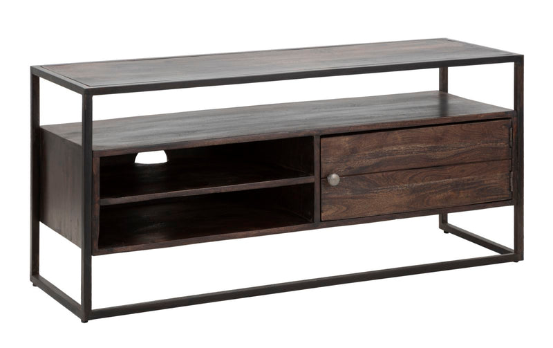 Comoda TV Mauro Ferretti Burn  120X40X55, Lemn de salcam nilotic, cm, Maro
