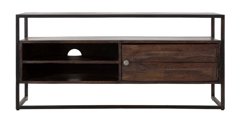 Comoda TV Mauro Ferretti Burn  120X40X55, Lemn de salcam nilotic, cm, Maro
