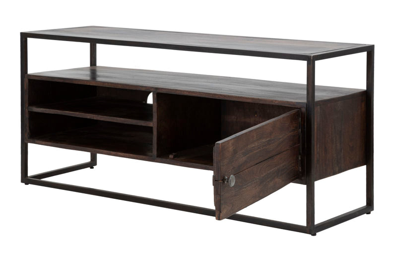 Comoda TV Mauro Ferretti Burn  120X40X55, Lemn de salcam nilotic, cm, Maro