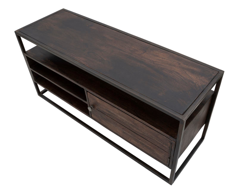 Comoda TV Mauro Ferretti Burn  120X40X55, Lemn de salcam nilotic, cm, Maro