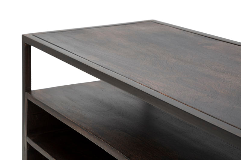 Comoda TV Mauro Ferretti Burn  120X40X55, Lemn de salcam nilotic, cm, Maro