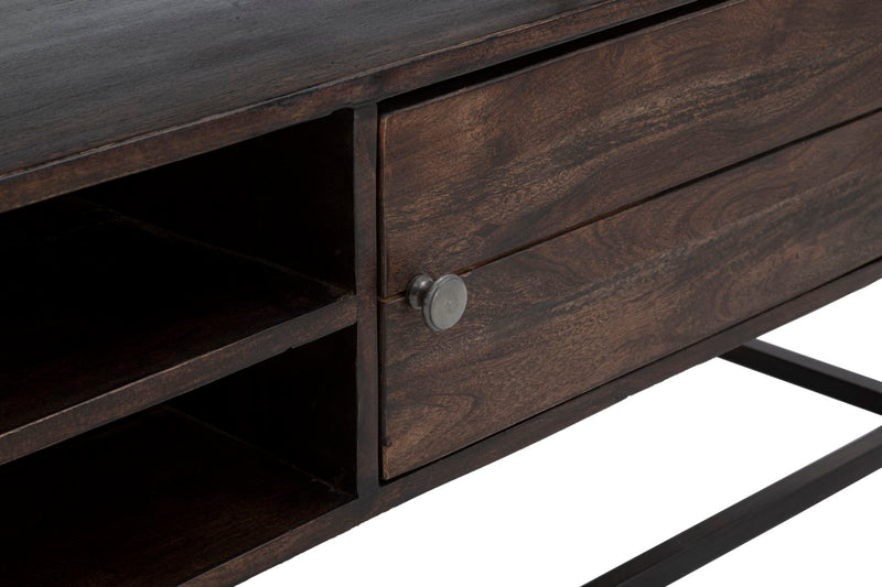 Comoda TV Mauro Ferretti Burn  120X40X55, Lemn de salcam nilotic, cm, Maro