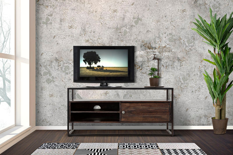 Comoda TV Mauro Ferretti Burn  120X40X55, Lemn de salcam nilotic, cm, Maro