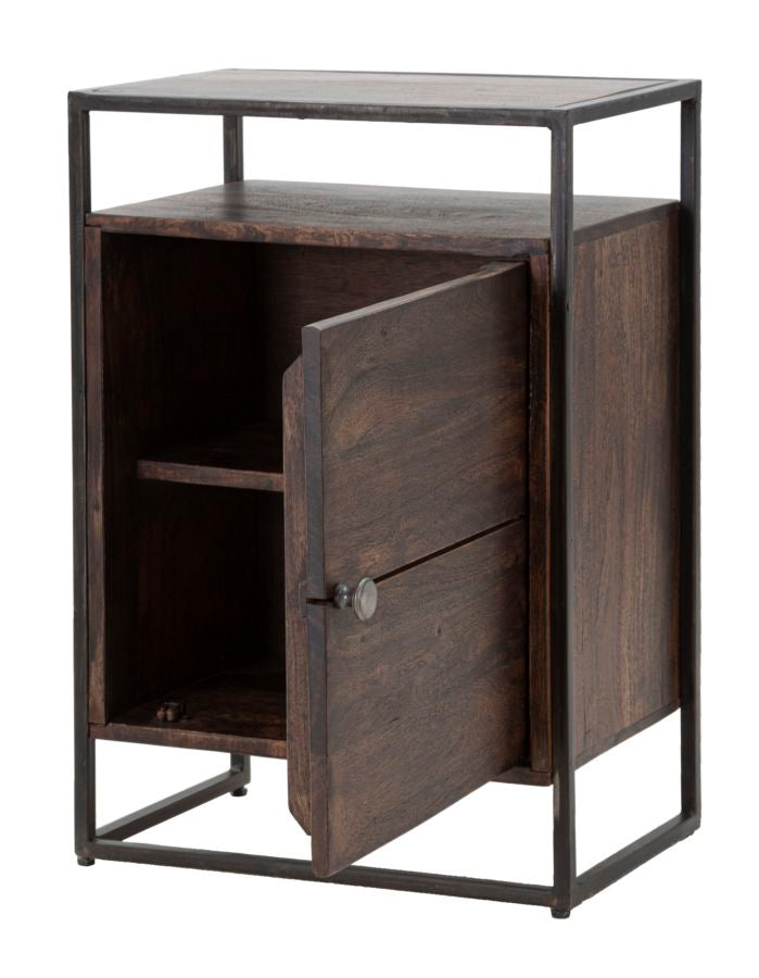 Noptiera Mauro Ferretti 1Door Burn  45X30X66, Lemn de salcam nilotic, cm, Maro
