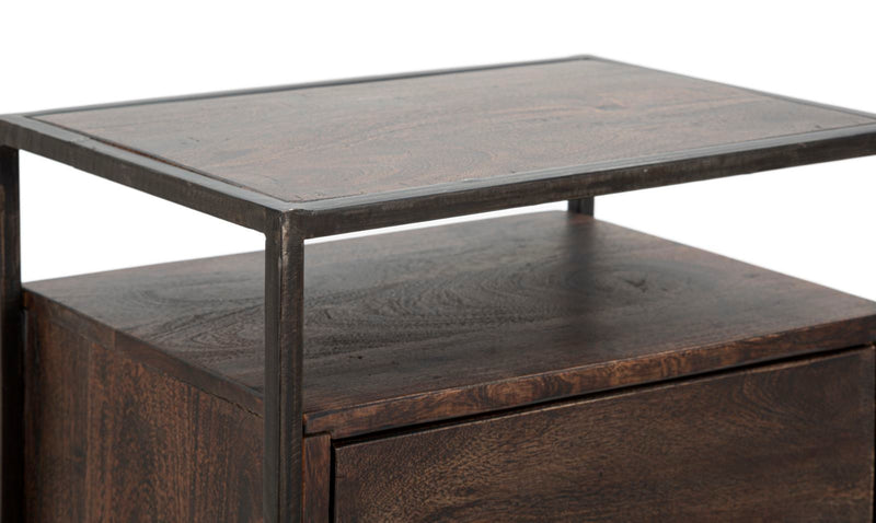 Noptiera Mauro Ferretti 1Door Burn  45X30X66, Lemn de salcam nilotic, cm, Maro