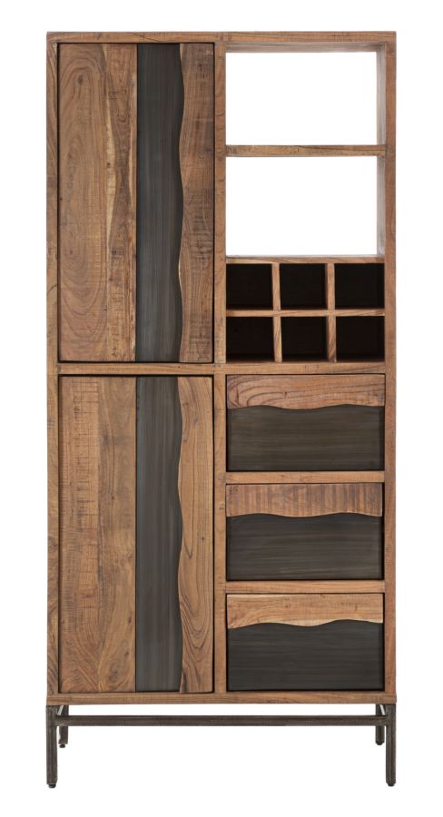 Bookshelf Yellowstone  88X40X195, Lemn de salcam nilotic, cm, Maro/Negru