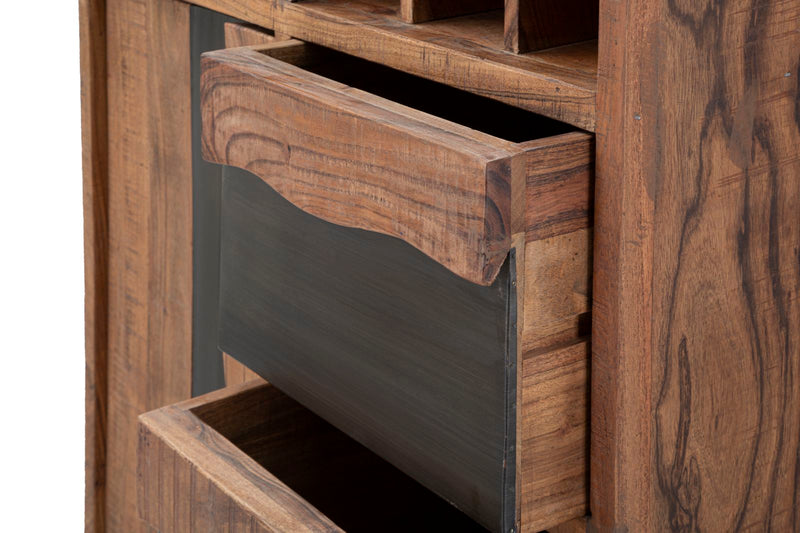 Bookshelf Yellowstone  88X40X195, Lemn de salcam nilotic, cm, Maro/Negru