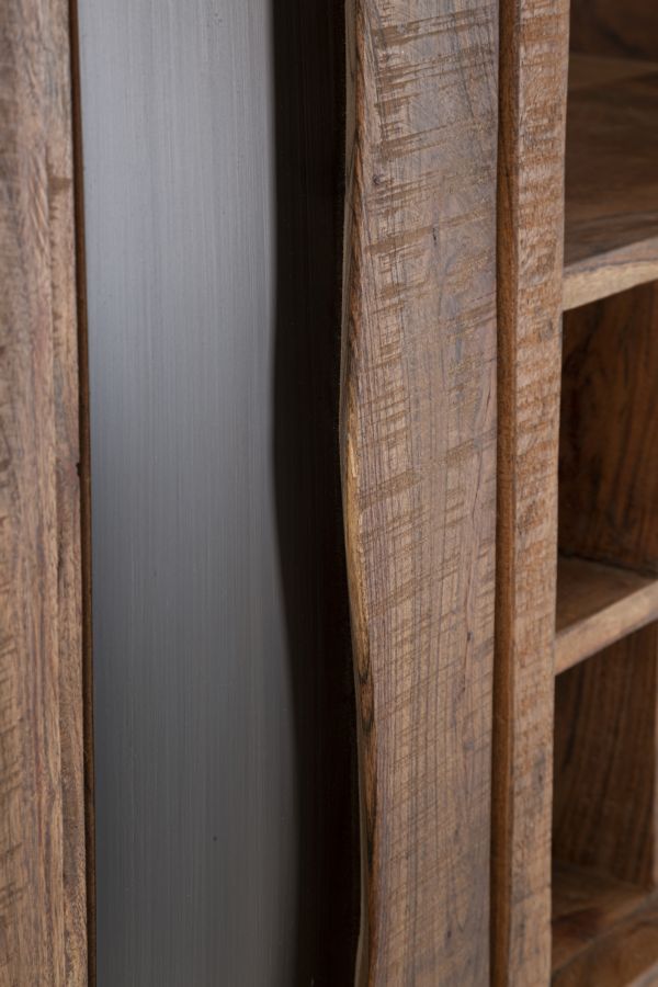 Bookshelf Yellowstone  88X40X195, Lemn de salcam nilotic, cm, Maro/Negru