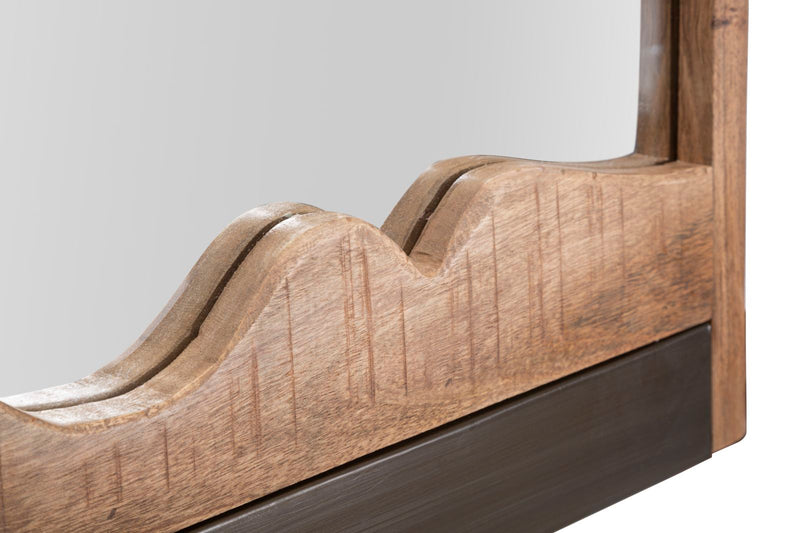 Oglinda decorativa Mauro Ferretti Yellowstone  120X4X72, Lemn de salcam nilotic, cm, Maro/Negru