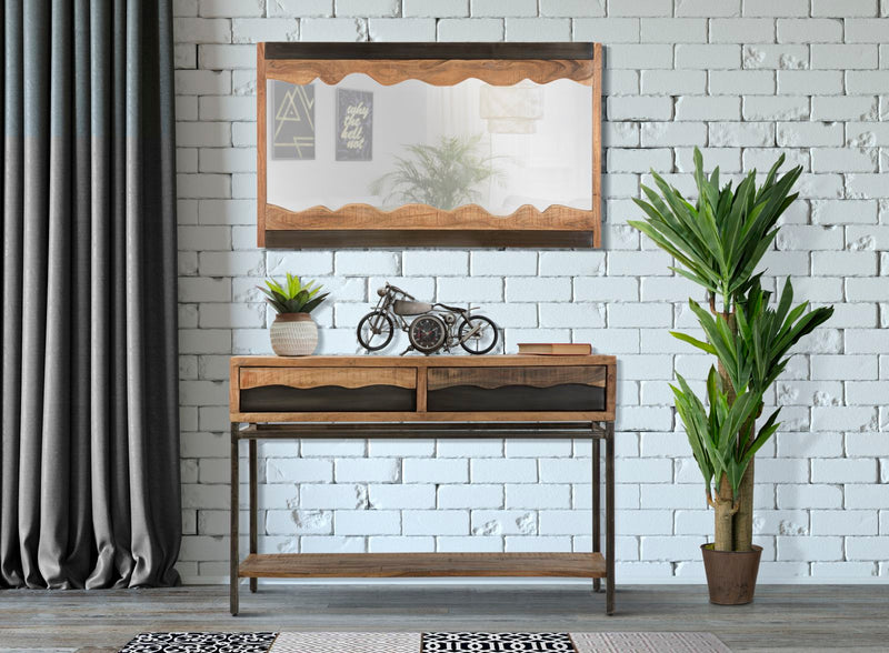 Oglinda decorativa Mauro Ferretti Yellowstone  120X4X72, Lemn de salcam nilotic, cm, Maro/Negru