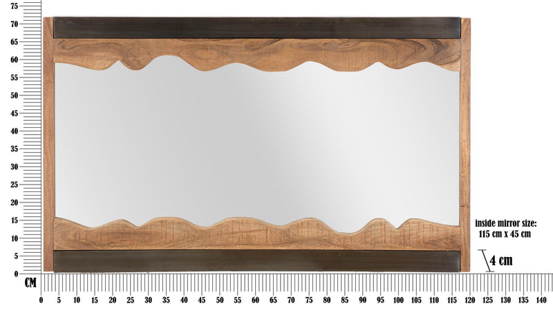 Oglinda decorativa Mauro Ferretti Yellowstone  120X4X72, Lemn de salcam nilotic, cm, Maro/Negru