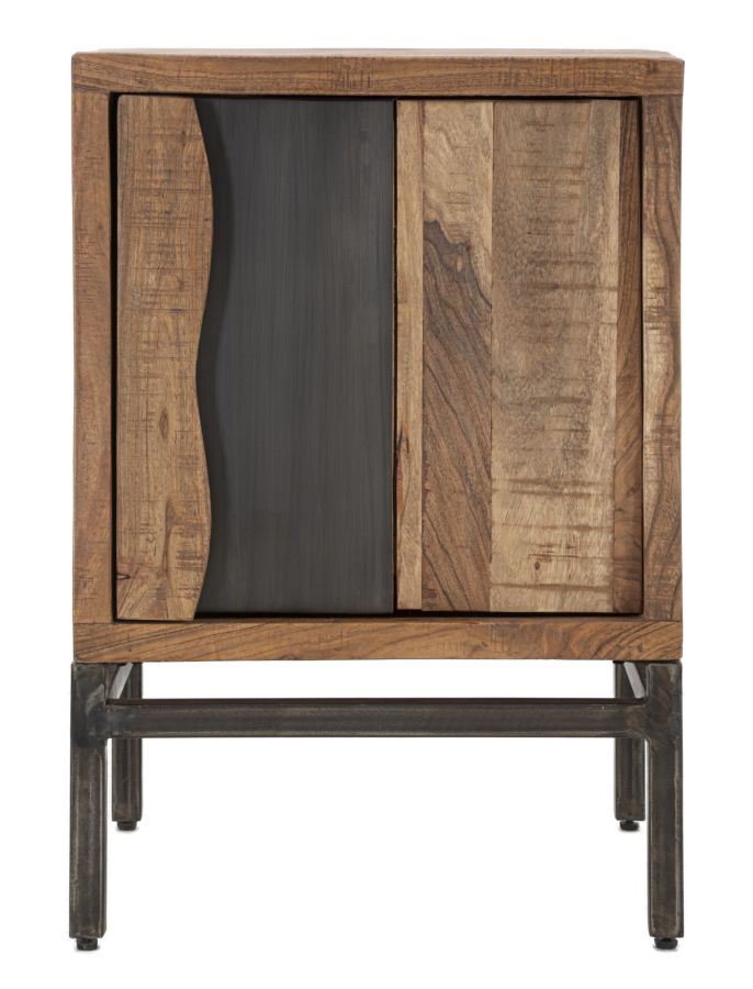Noptiera Mauro Ferretti Yellowstone  44X40X64, Lemn de salcam nilotic, cm, Maro/Negru