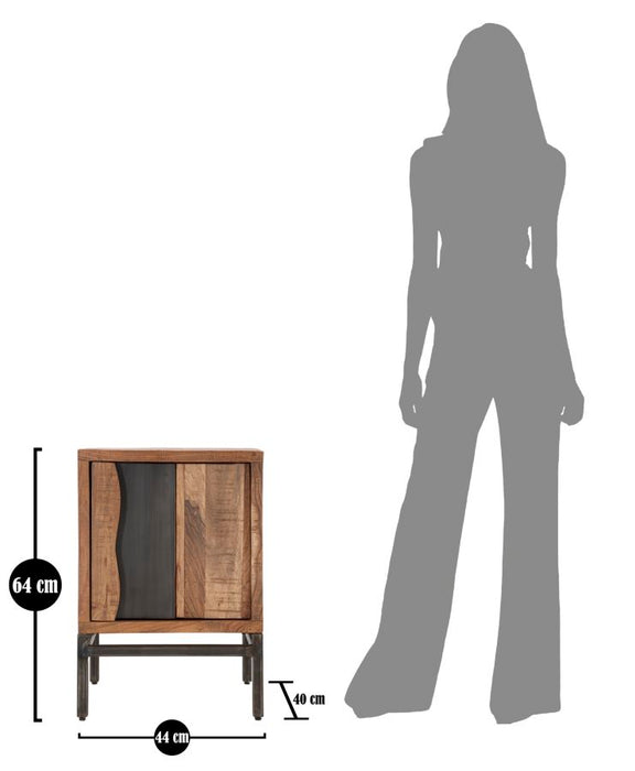 Noptiera Mauro Ferretti Yellowstone  44X40X64, Lemn de salcam nilotic, cm, Maro/Negru