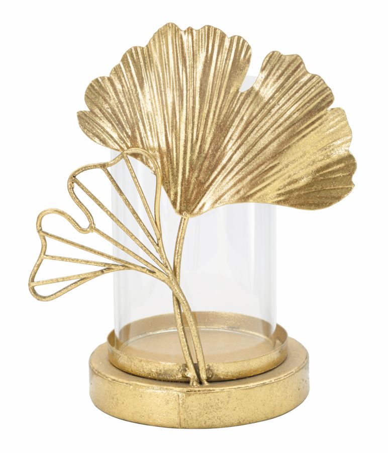 Suport Lumanare Mauro Ferretti Leaf  17X12X21  cm, Auriu