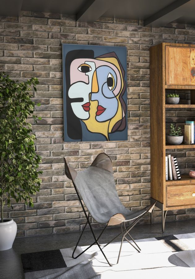 Tablou decorativ Mauro Ferretti Faces  60X3X90 cm, Multicolor