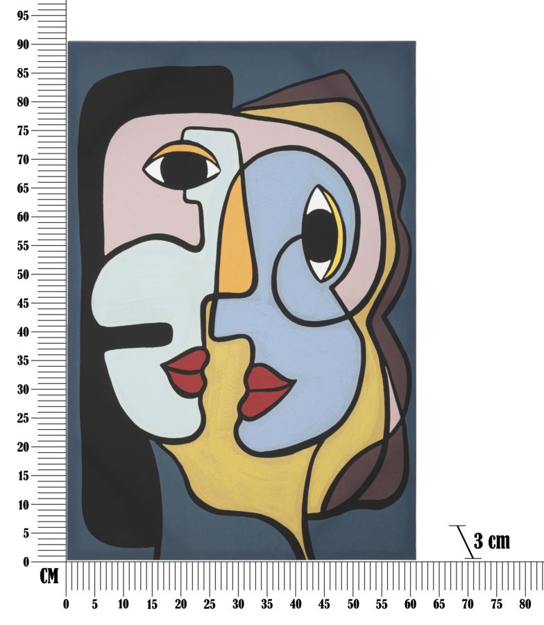 Tablou decorativ Mauro Ferretti Faces  60X3X90 cm, Multicolor