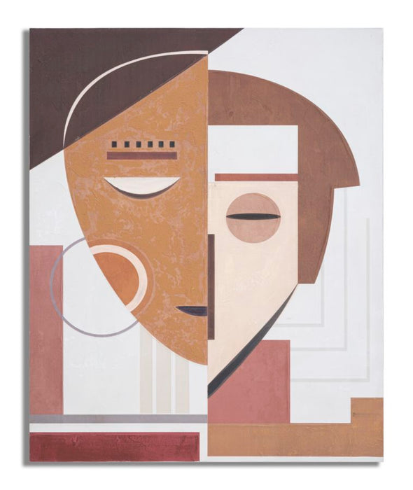 Tablou decorativ Pictat Manual Mauro Ferretti Ethnic Face  80X3,7X100 cm, Multicolor
