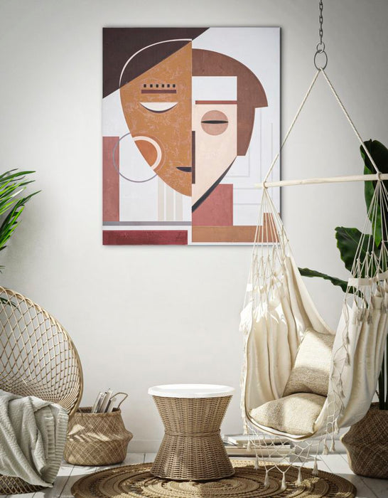 Tablou decorativ Pictat Manual Mauro Ferretti Ethnic Face  80X3,7X100 cm, Multicolor
