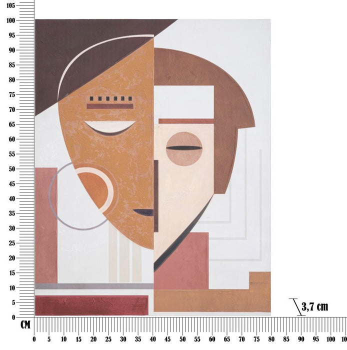 Tablou decorativ Pictat Manual Mauro Ferretti Ethnic Face  80X3,7X100 cm, Multicolor