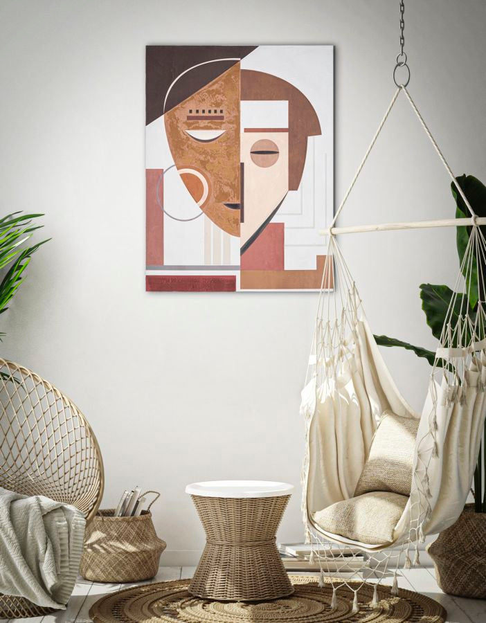 Tablou decorativ Pictat Manual Mauro Ferretti Ethnic Face  60X2,7X80 cm, Multicolor