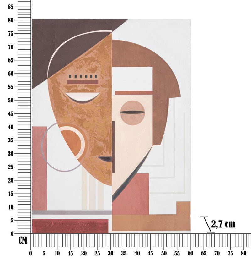 Tablou decorativ Pictat Manual Mauro Ferretti Ethnic Face  60X2,7X80 cm, Multicolor