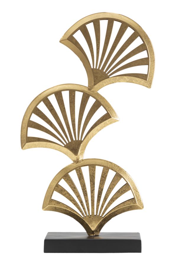 Decoratiune Mauro Ferretti Triple Leaf  23,5X10X44 cm, Auriu/Negru