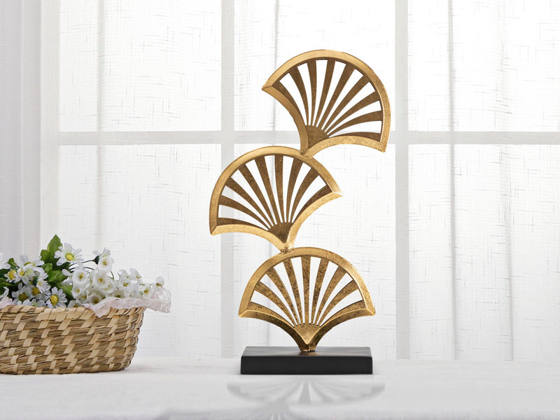 Decoratiune Mauro Ferretti Triple Leaf  23,5X10X44 cm, Auriu/Negru