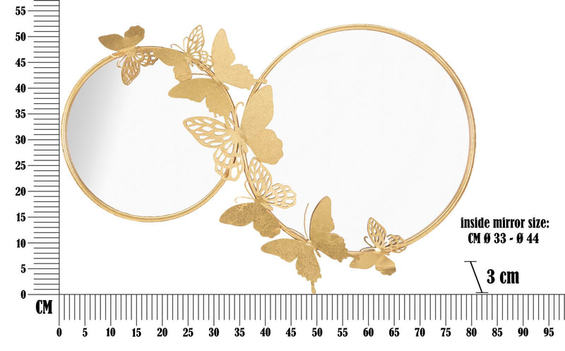 Oglinda decorativa Mauro Ferretti Double Farfalle Gold  81X3X52,5 cm, Auriu