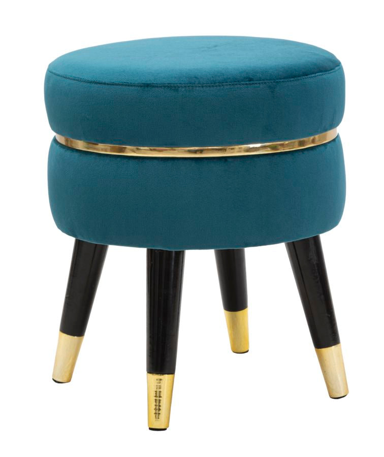 Taburet Mauro Ferretti Paris Teal/Auriu Ø 35X40, 5 cm, Teal/Auriu/ Negru