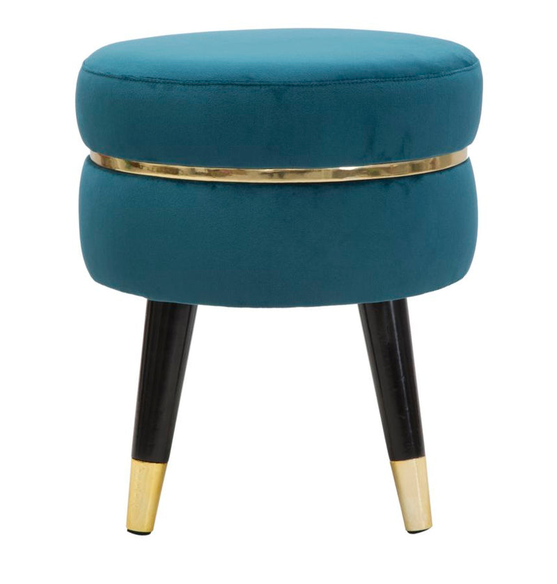 Taburet Mauro Ferretti Paris Teal/Auriu Ø 35X40, 5 cm, Teal/Auriu/ Negru