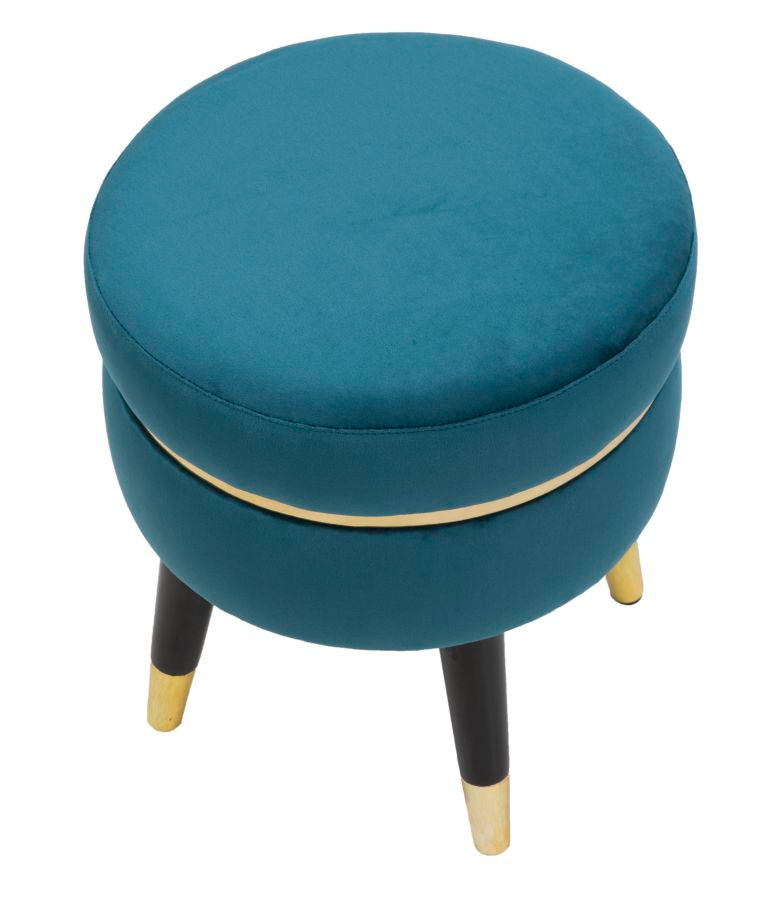 Taburet Mauro Ferretti Paris Teal/Auriu Ø 35X40, 5 cm, Teal/Auriu/ Negru