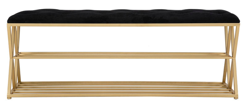 Bancheta Mauro Ferretti Cu Raft Pantofi  120X40X45 cm, Auriu/Negru