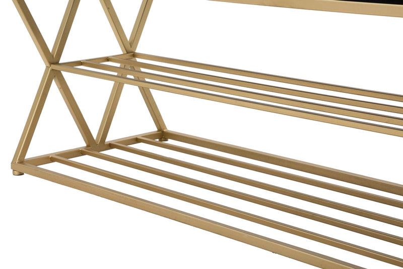 Bancheta Mauro Ferretti Cu Raft Pantofi  120X40X45 cm, Auriu/Negru
