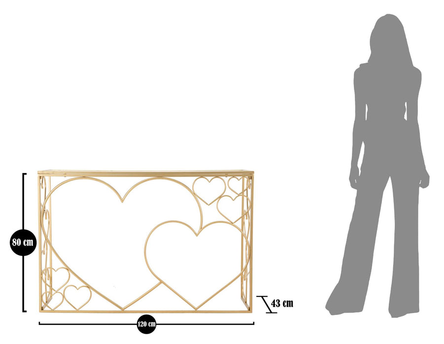 Consola Mauro Ferretti Heart  120X43X80 cm, Auriu