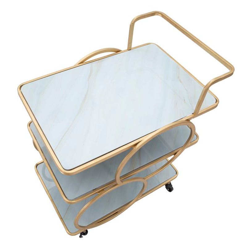 Carucior Servire Mauro Ferretti Marble Glass  64X46X79 cm, Auriu/Multicolor